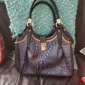 BRAHMIN ELISA CROWE LAZOLI BLUE HANDBAG